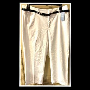 Women’s DOCKERS WOMEN Cream Belted Pants ~ Size 16W ~ New